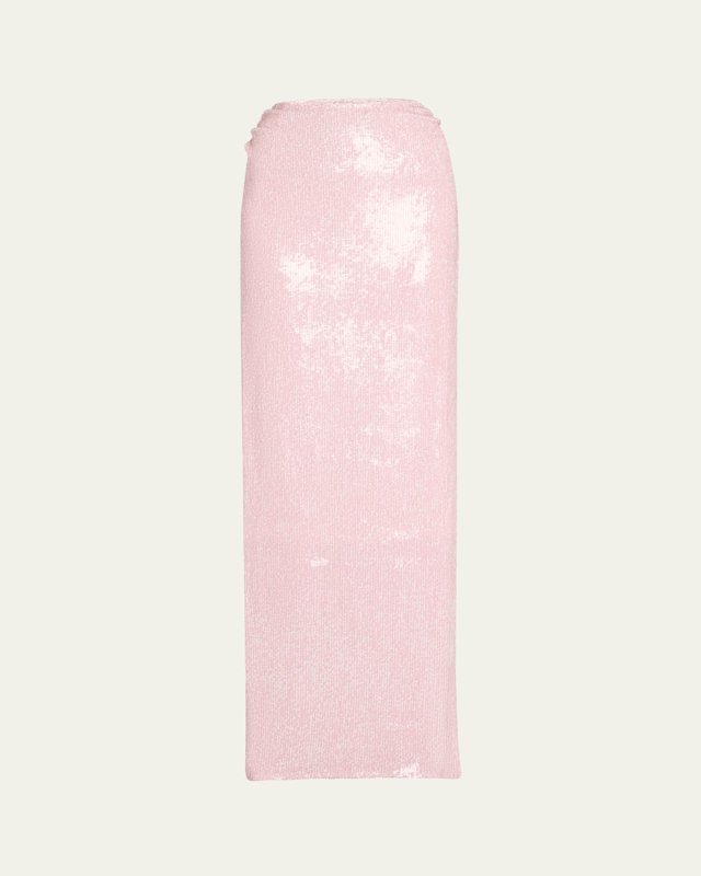 Ruched Sequin Maxi Skirt